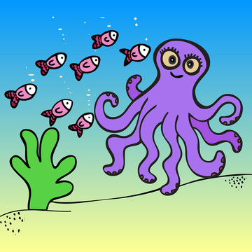 Hand drawn octopus illustration