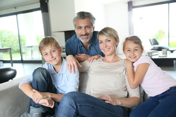 Happy family in contemporary house