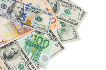 Money in hand on a white background