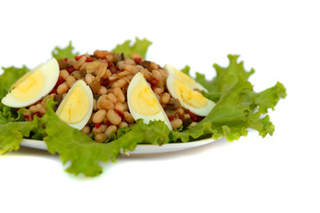 Vegetable salad with eggs. Isolated