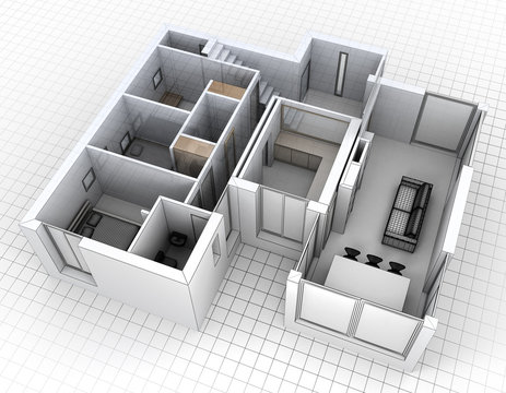 Aerial view of apartment rendering