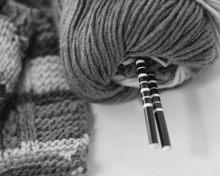the concept of a hobby of knitting wool