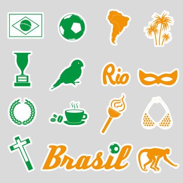 color brazil stickers and symbols set eps10