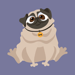 Cute Pug. Vector illustration of a dog.