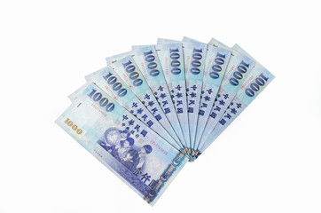 1000 New Taiwan Dollars isolated on white background