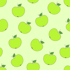 Seamless pattern with green apples.