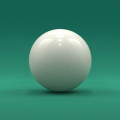 Billiard cue ball solid white color on green table background
