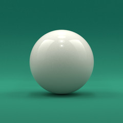 Billiard cue ball solid white color on green table background
