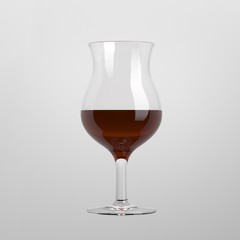 Cognac tulip glass isolated on white background