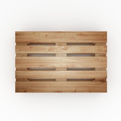 Wooden shipping pallet top view isolated on white background