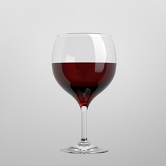 Red wine glass isolated on white background