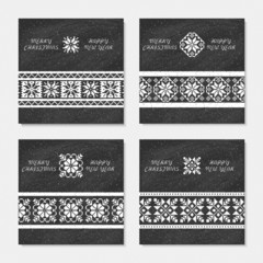  Set of four Christmas postcards with geometric ornament