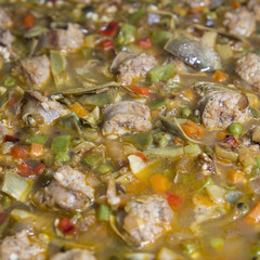 Vegetables and meat food background