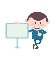 businessman with blank board