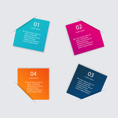 Set of colorful text box with steps, trendy colors.