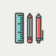 Fototapeta premium School supplies thin line icon