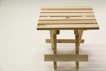  Wooden folding stool  on white background.