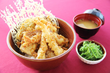Rice with Tempura Fried shrimp Japanese style