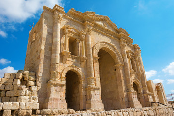 Fototapeta premium The Arch of Hadrian at Jersah in Jordan