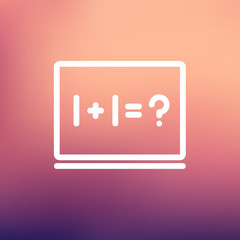 Numbers on the blackboard thin line icon