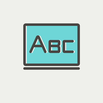 Big letters ABC on the blackboard thin line icon