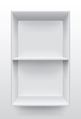 Empty white shelf on wall vector