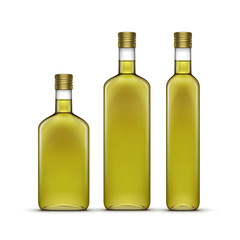 Vector Set of Olive or Sunflower Oil Glass Bottles