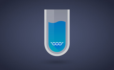 Blue chemical test tube icon with a water sign