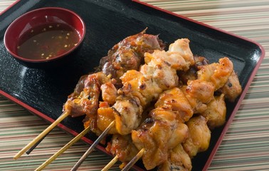 Delicious Barbecue Chicken Grilled Food on Skewer
