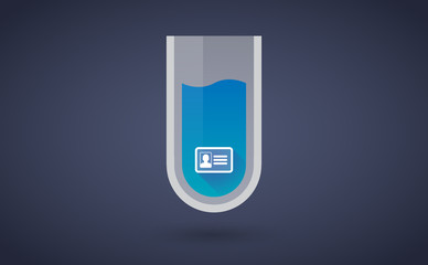 Blue chemical test tube icon with an id card