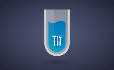 Blue chemical test tube icon with a tool set