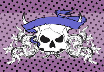 skull ribbon tattoo background in vector format