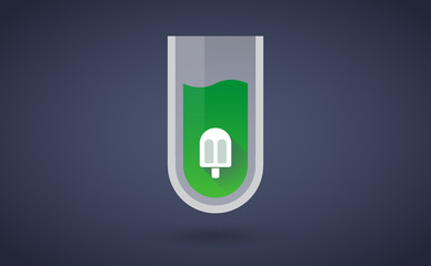 Green chemical test tube icon with an ice cream