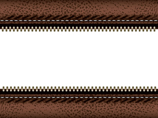 Brown leather with zipper empty copy space