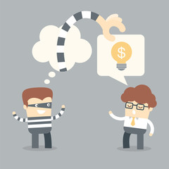 business man talking idea to thief