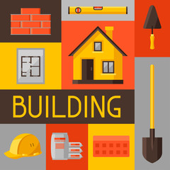 Industrial background design with housing construction objects