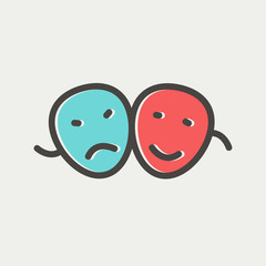 Two mask thin line icon