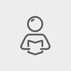 Man reading book thin line icon