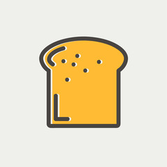 Single slice of bread thin line icon