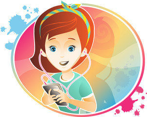 kid and technology / girl using smartphone