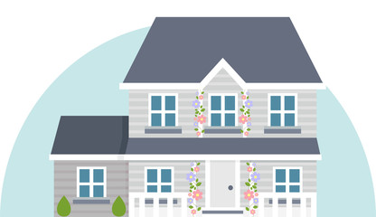 Grey vector two story house