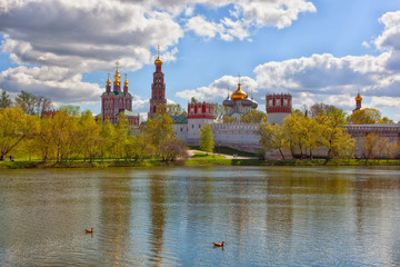 View of the Novodevichy Convent in Moscow in the spring