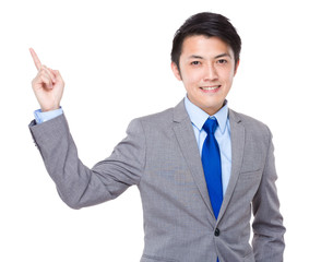 Businessman with finger point up
