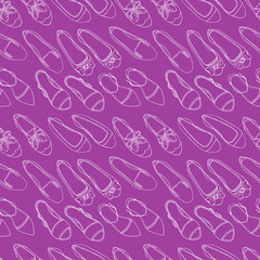 Seamless purple background with shoes