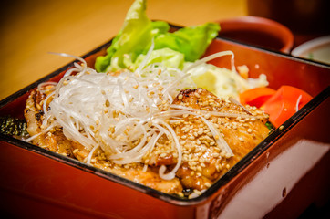 Japanese Bento set contain varieties of vegetables