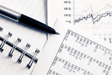 Financial accounting stock market graphs and charts analysis