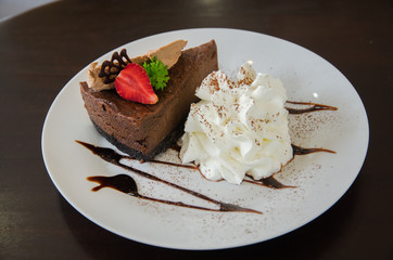 Delicious Piece of Chocolate cheesecake