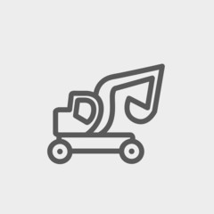Excavator truck thin line icon
