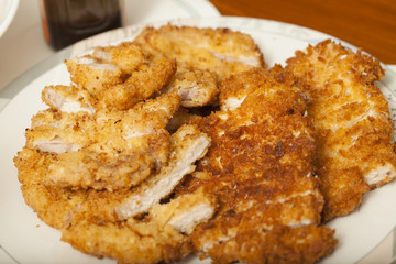 Tonkatsu, a dish of Japanese style crispy pork schnitzel