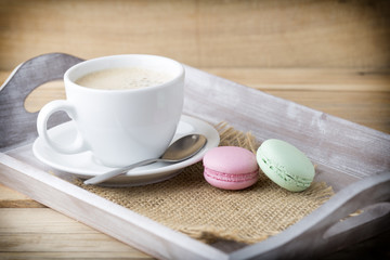 Coffee and macaroons.